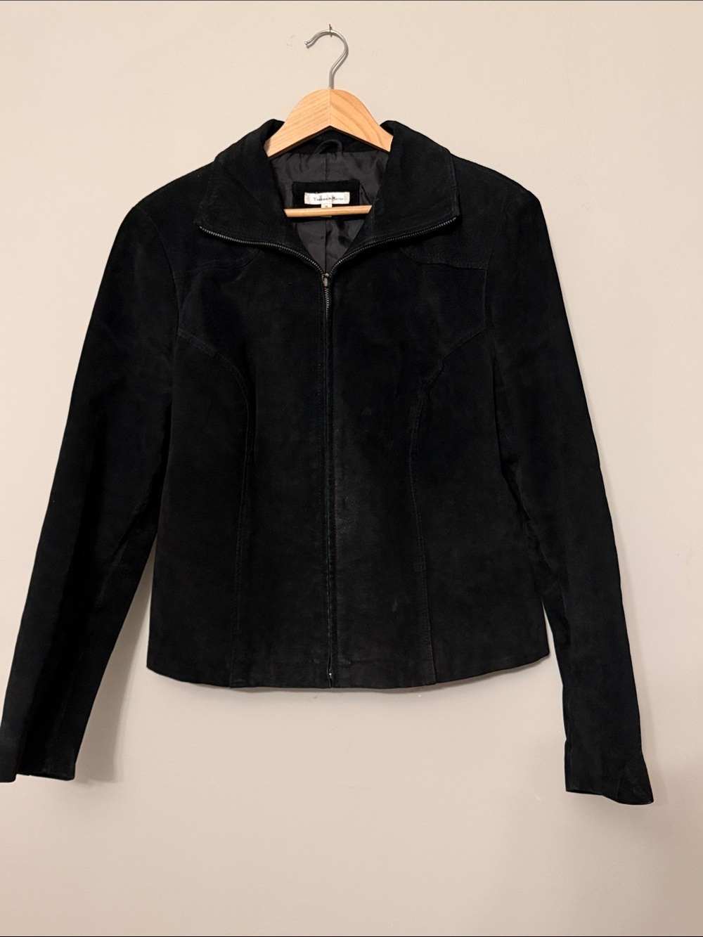 Vintage Yvonne and Marie Black 100% Leather Bomber Jacket – Size 14 (Modern S/M)
